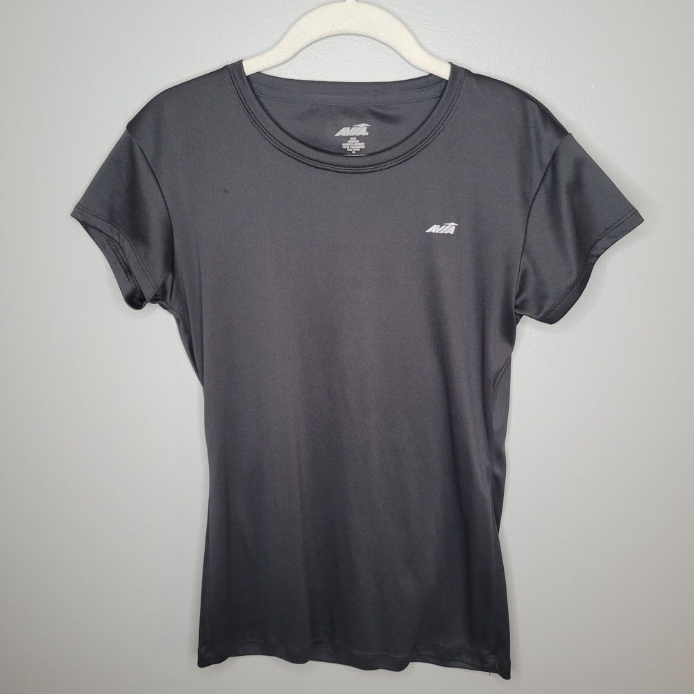Avia t shirt women's size‎ M black short sleeve gym top exercise athletic tee